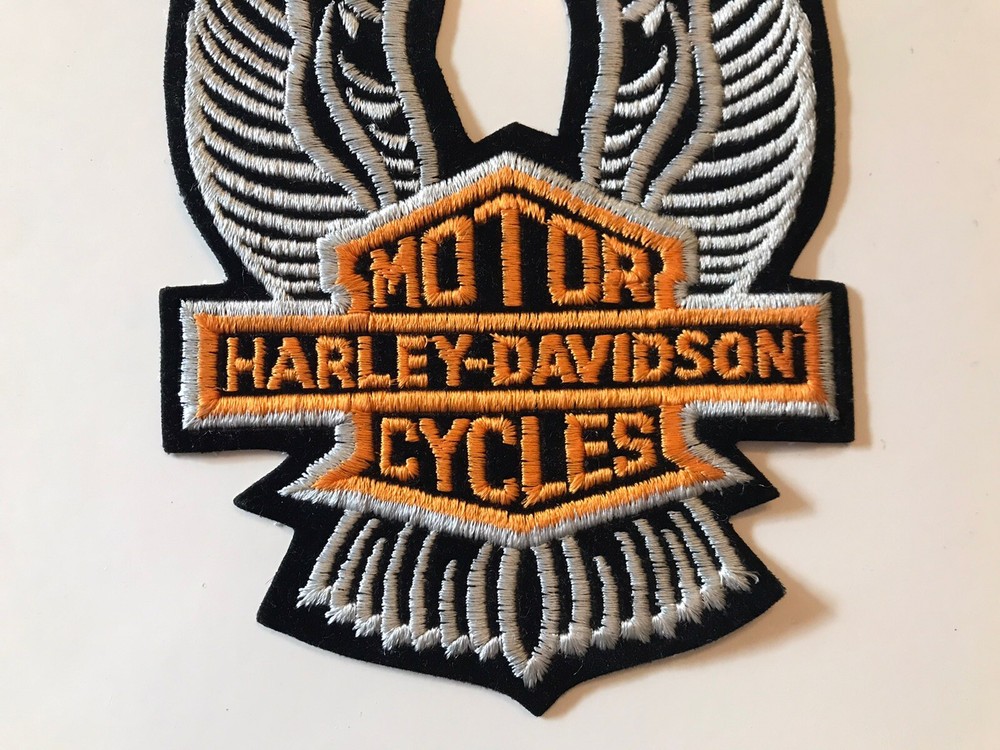 8 1/4" Harley Davidson Eagle Wings UP Patch Jacket HOG Bar & Shield White Black