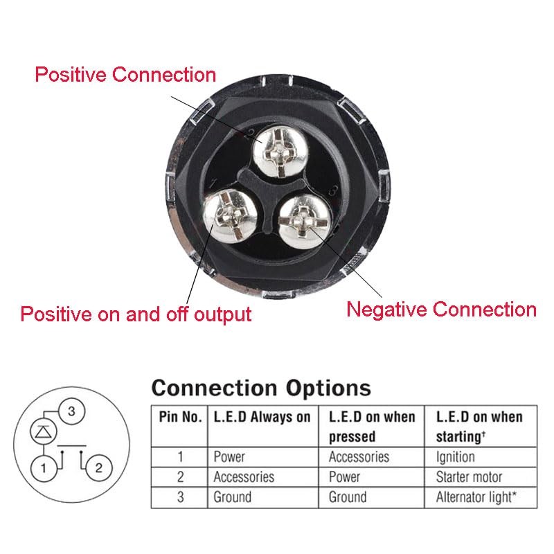 Engine Start Push Button Switch, 12V 20A Momentary Ignition Switch with Red