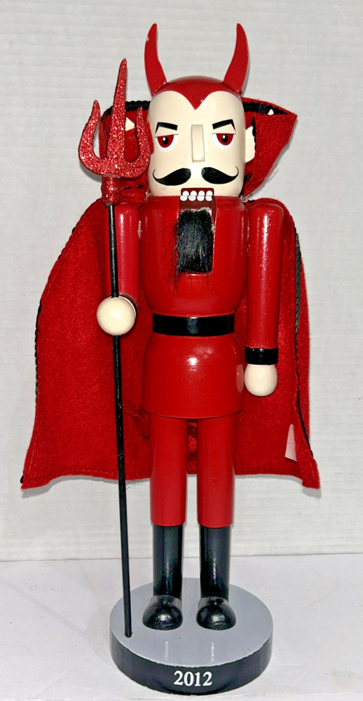 Vintage Devil Nutcracker With Red Cape Holding A Pitchfork Spooky Halloween 2012