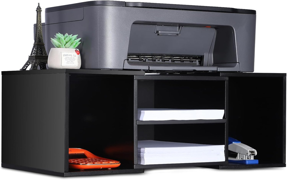 Large Printer Stand, Adjustable Printer Table with Storage, 2-Tier Printer Riser
