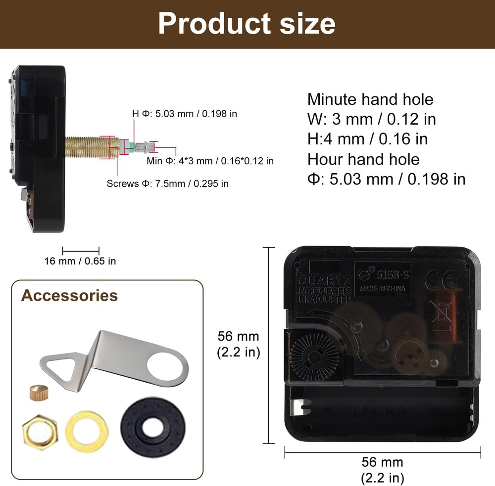 2-Pack “I” Shaft Quartz Clock Movement Replacement, Battery Operated Clock Mecha