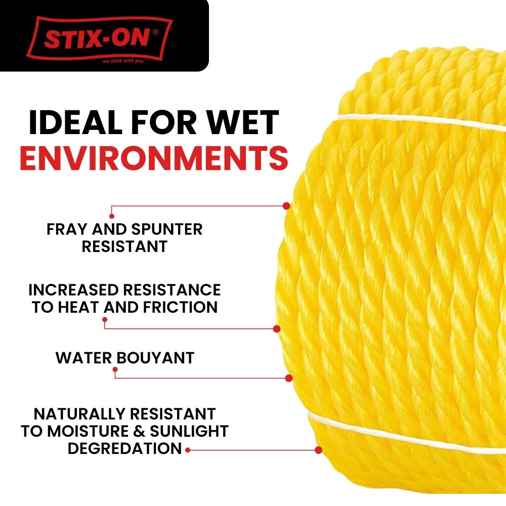 100 ft Twisted Polypropylene Rope 3/8" Yellow Poly Pro Cord