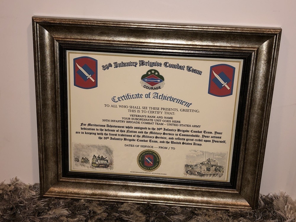 39TH INFANTRY BRIGADE COMBAT TEAM - COA / (COMMEMORATIVE CERTIFICATE)