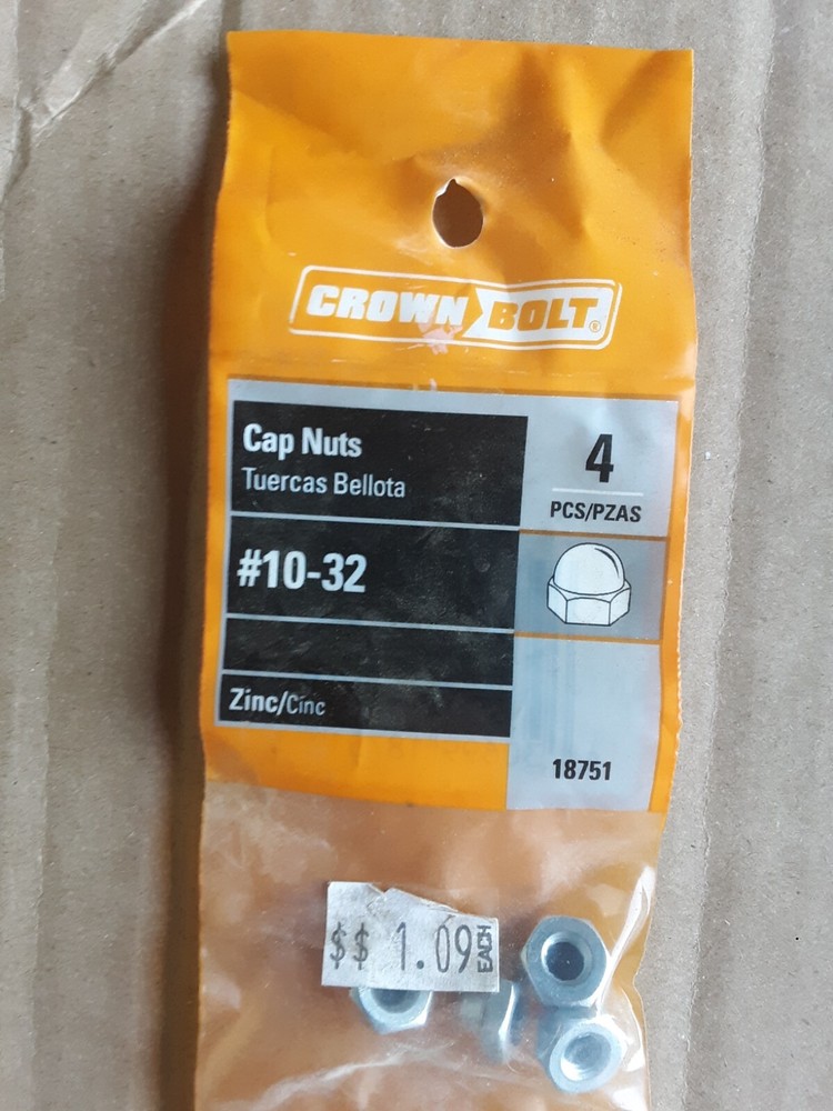 Cap Nuts, #10-32, Set Of 8