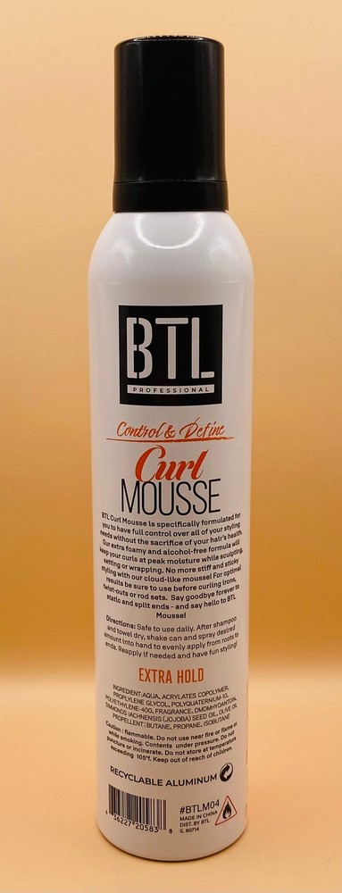 BTL PROFESSIONAL CURL MOUSSE EXTRA HOLD CONTROL & DEFINE 12oz