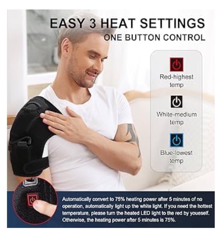 Heating Shoulder Wrap with Vibration Massager, Electric Heated Shoulder Support