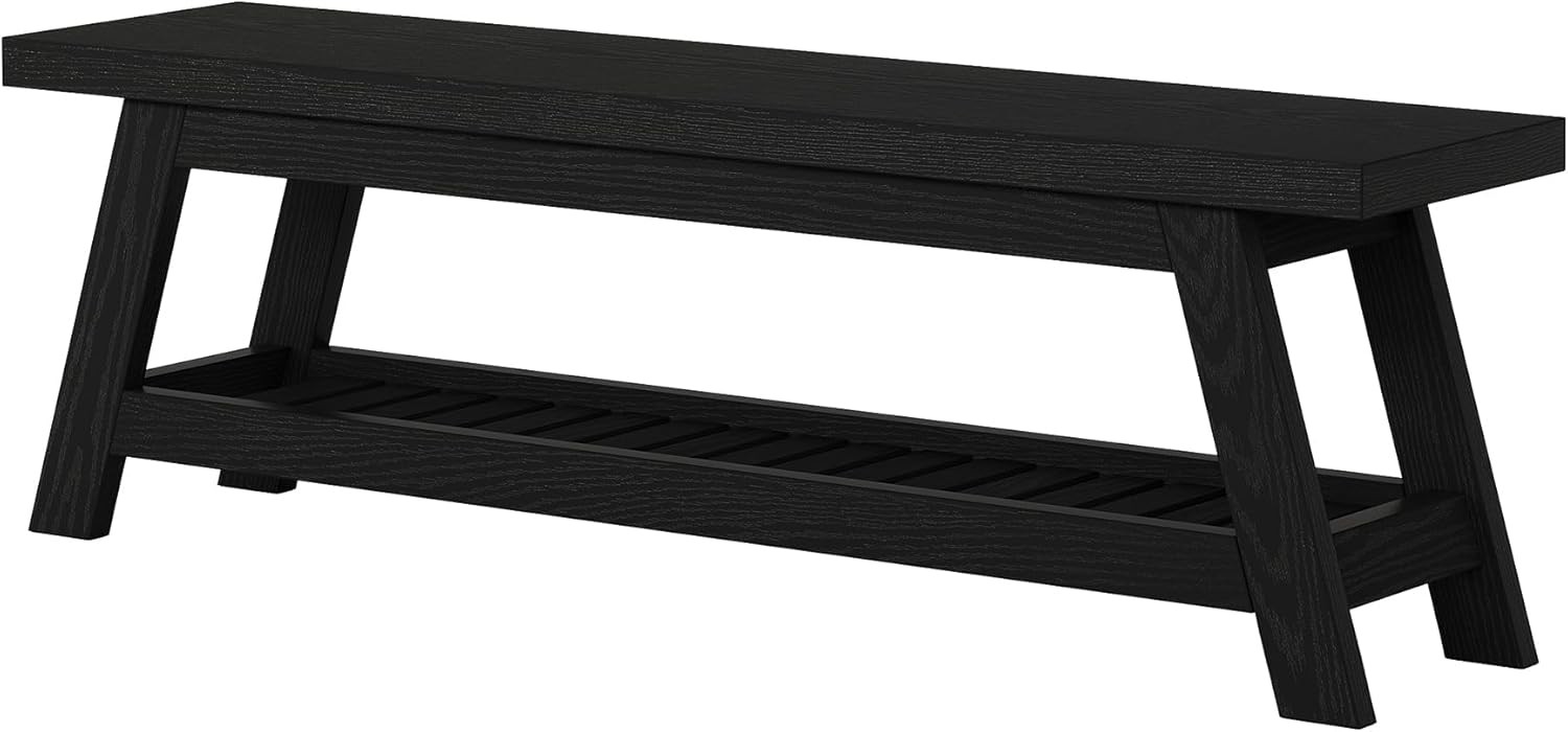 55'' Wooden Entryway Bench Narrow Hallway Foyer Seating Bench with Shoe Storage