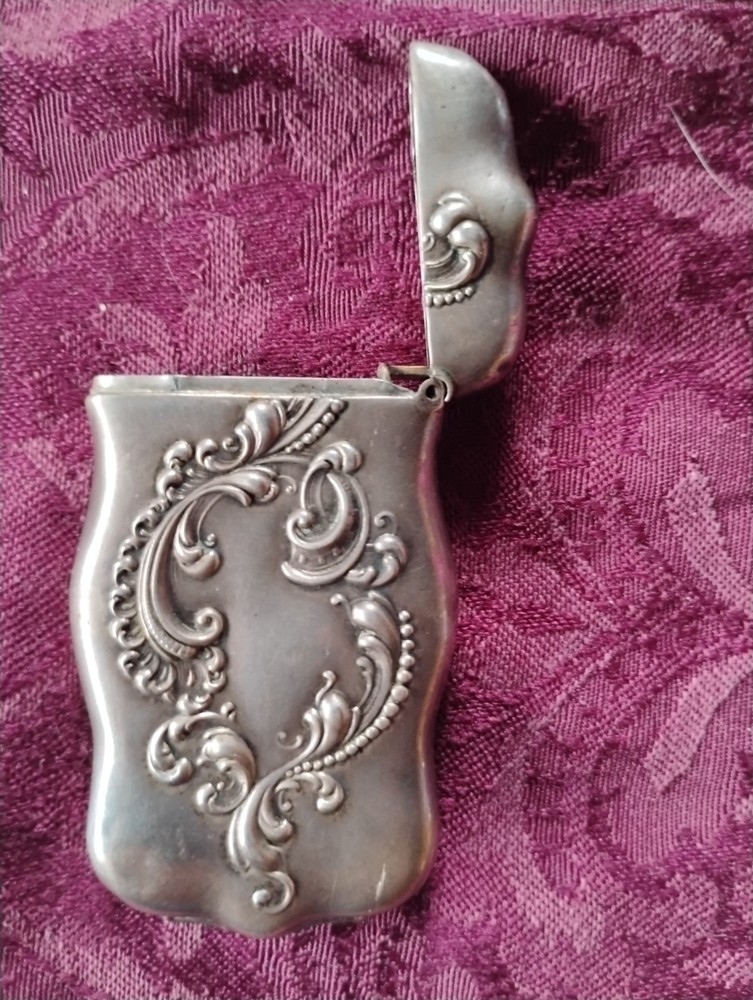 antique sterling silver match safe Embossed