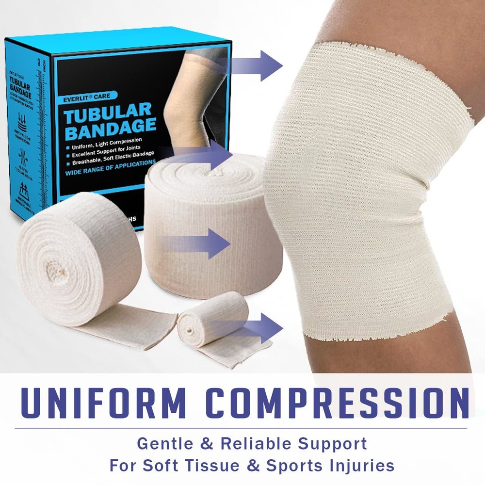 Compression Bandage Roll - Elasticated Tubular Support - Size E - 3.5" x 11 yd