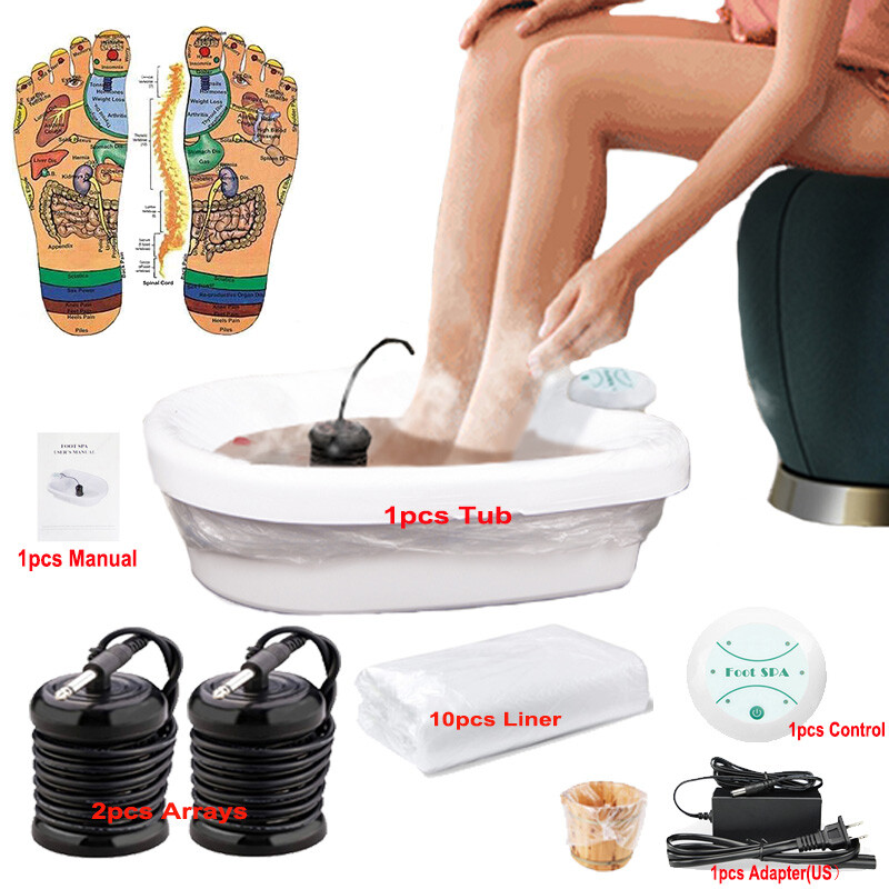 Ionic Detox Foot Bath Cleanse Spa Ion Kit Machine W/Tub Basin Array For Home
