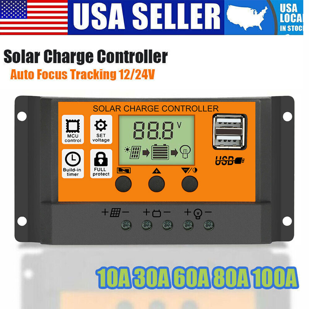 Auto Focus Tracking 60A MPPT Solar Panel Regulator Charge Controller LCD 12/24V