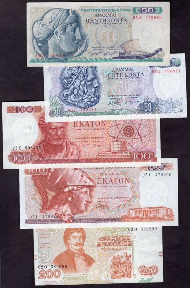 Greece. 9 Banknotes.