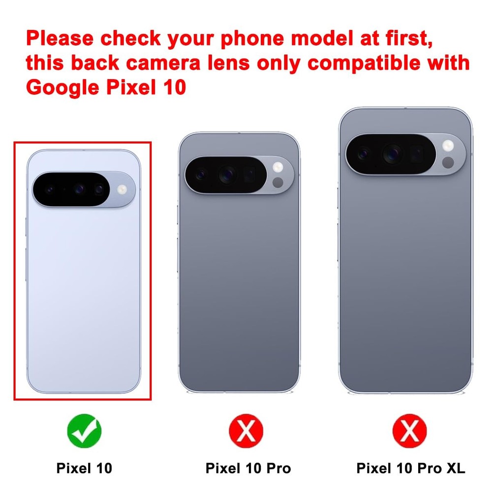 Perzework 2 Set Back Rear Camera Lens Glass Replacement for Google Pixel 10