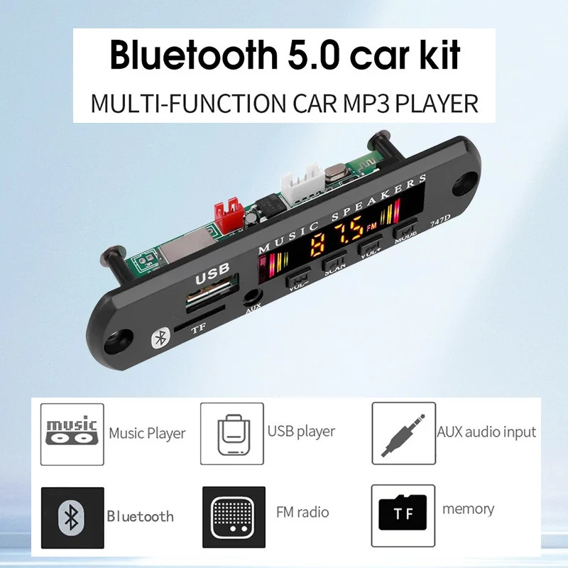 Audio Decoder Board Bluetooth 5.0 Car Kit Wireless Mp3 9v-12v Wma Music Player