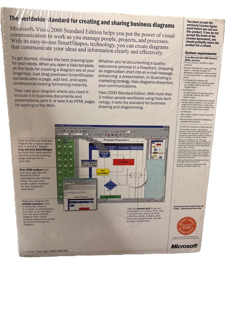 Microsoft Visio 2000 Standard Edition For Windows Factory Sealed