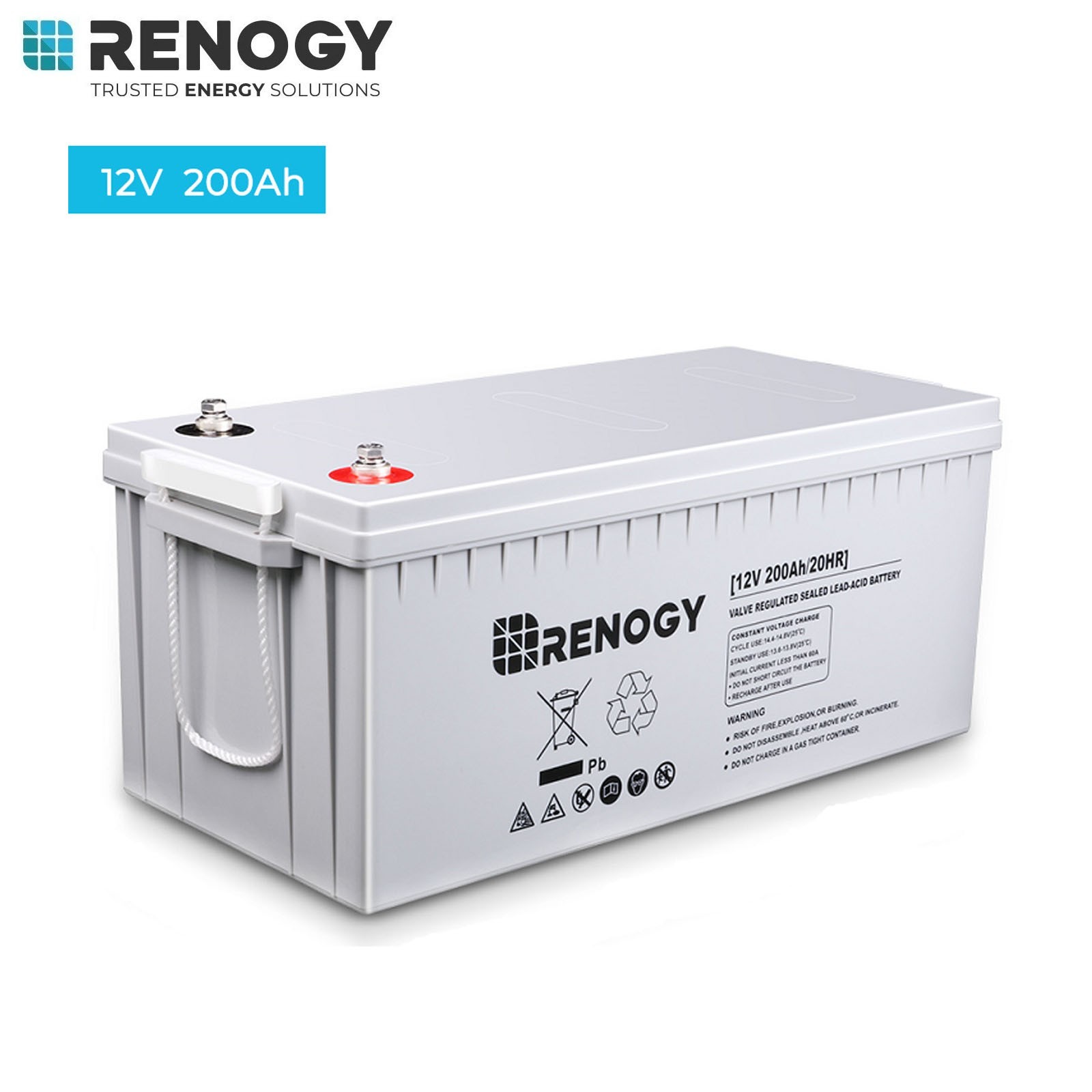 Renogy Deep Cycle AGM Battery 12 Volt 200Ah 2000A Max Discharge Current Off-Grid