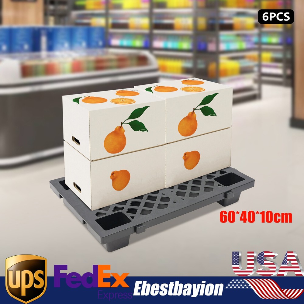6 Pcs Moisture-proof Plastic Pallets Stackable Interlocking Storage Pallets