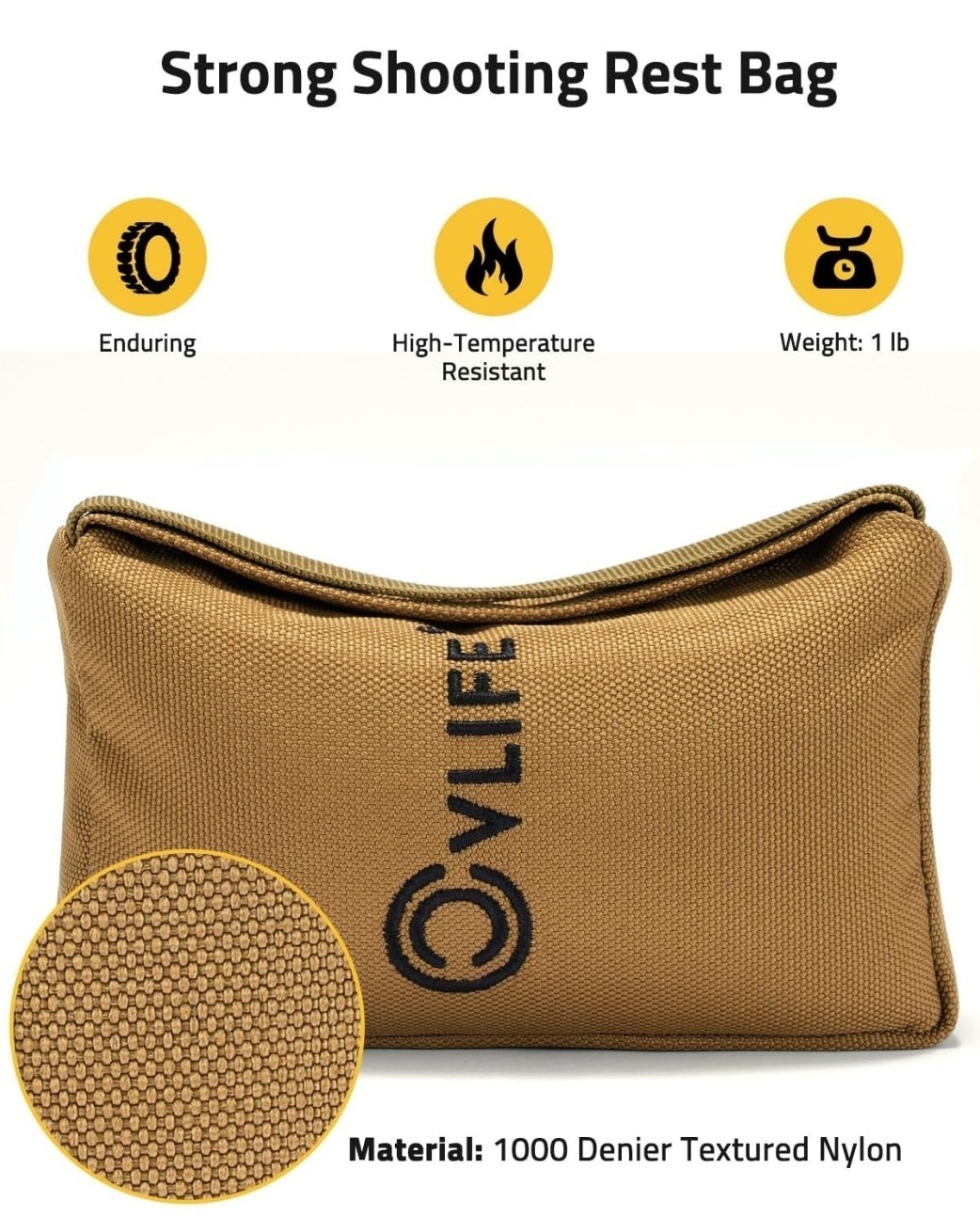 CVLIFE Shooting Rest Bag - Pre-Filled Gun Holders, Rifle for Long Khaki