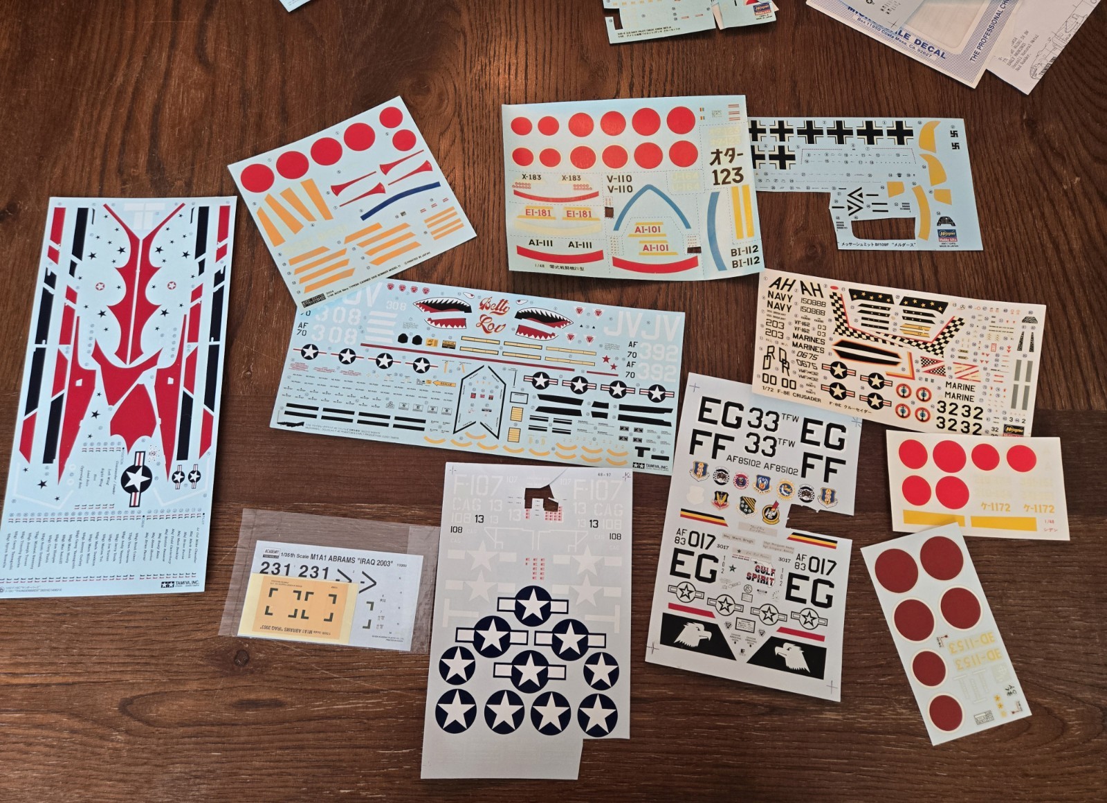 Model Airplane Decal Sheets Lot Hasegawa Tamiya ZOTZ Microscale Etc