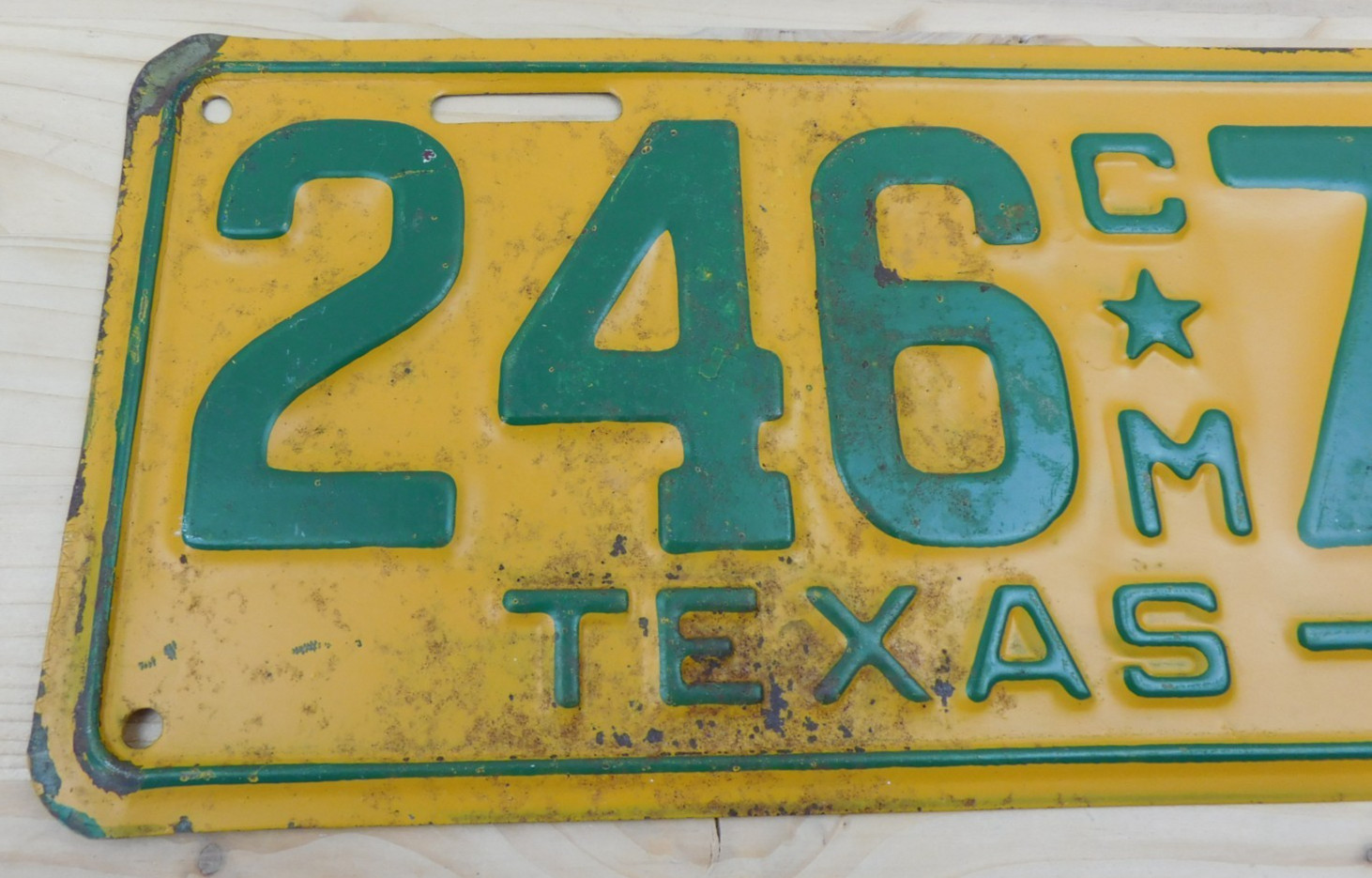 Vintage Original 1932 Texas Commercial License Plate Tag #246 CM 743