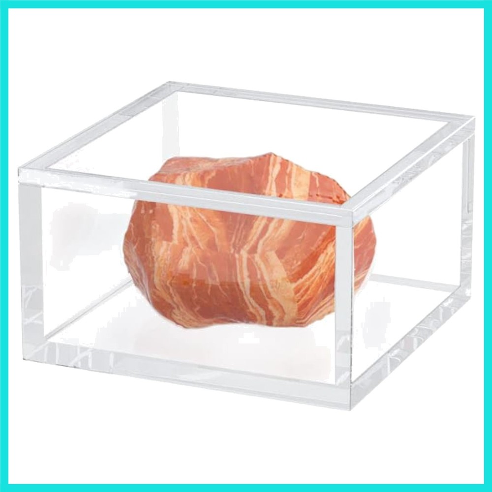Acrylic Box with Lid, Clear Cube Display Case, Multi-Purpose Box Square Conta...