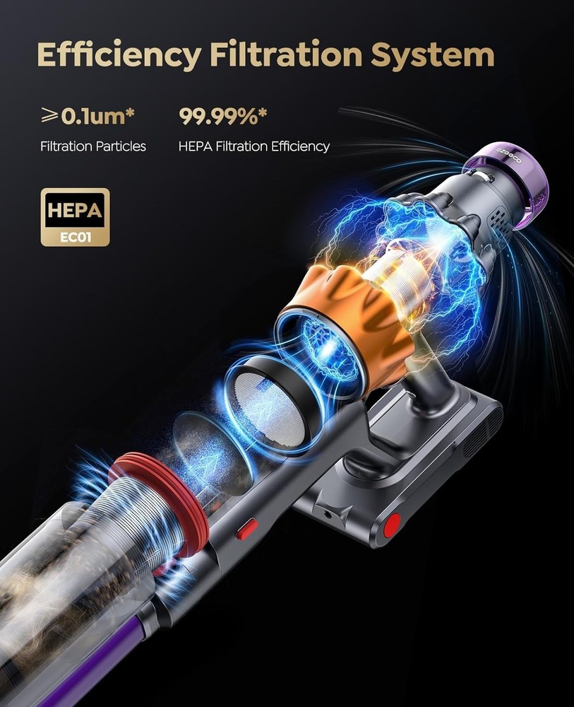 Cordless Vacuum with 65 Min Runtime & Auto Mode for Effortless Cleaning