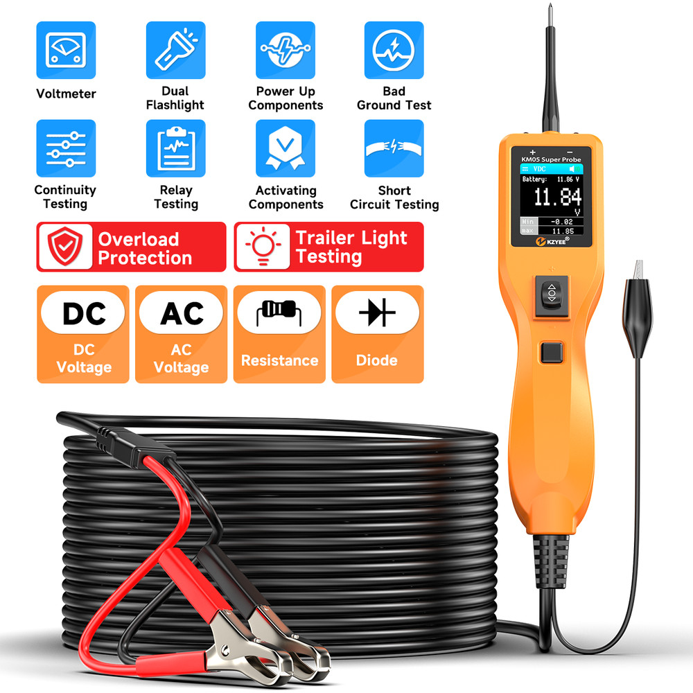 KZYEE Powerscan PS100 Power Circuit Probe Electrical System 12V/ 24V Tester Tool