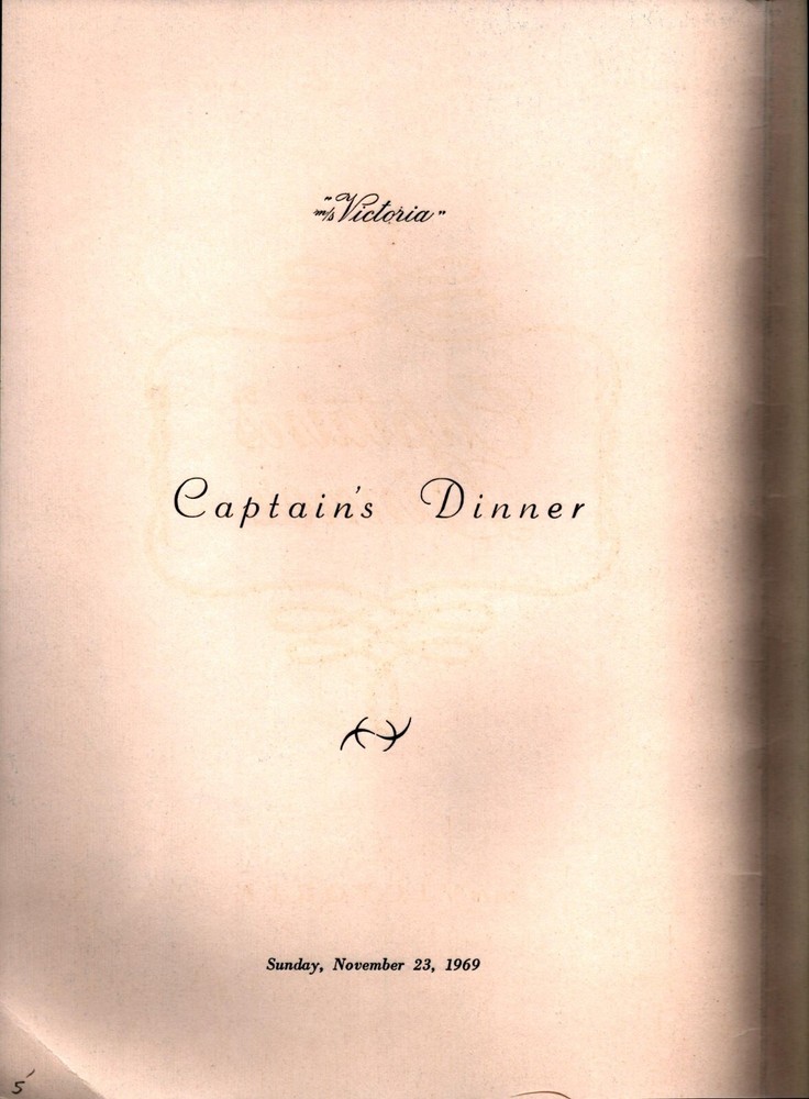 Captain's Dinner Menu, M/S Victoria 1969