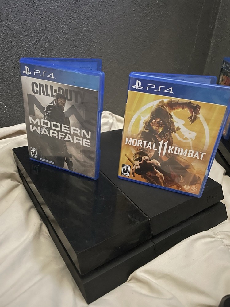 2 Sony PlayStations 4 Black Console Bundle with 4 Games, 3 Controllers & Cords