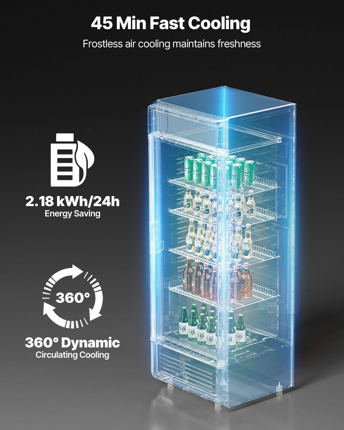 VEVOR Commercial Merchandiser Refrigerator 12.2 CU.FT Glass Door Display