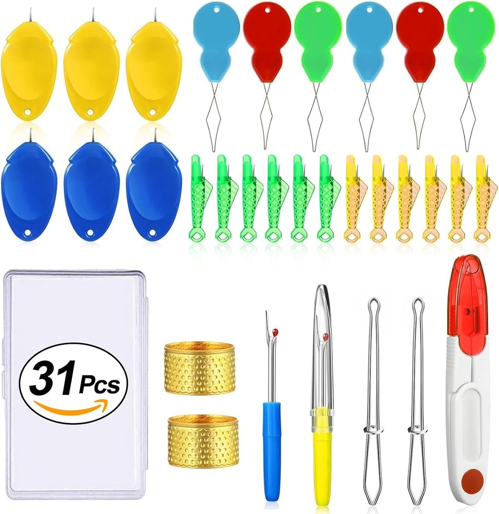 31 Pcs Needle Threaders for Hand Sewing, Fits All Needle Sizes,Include Gourd