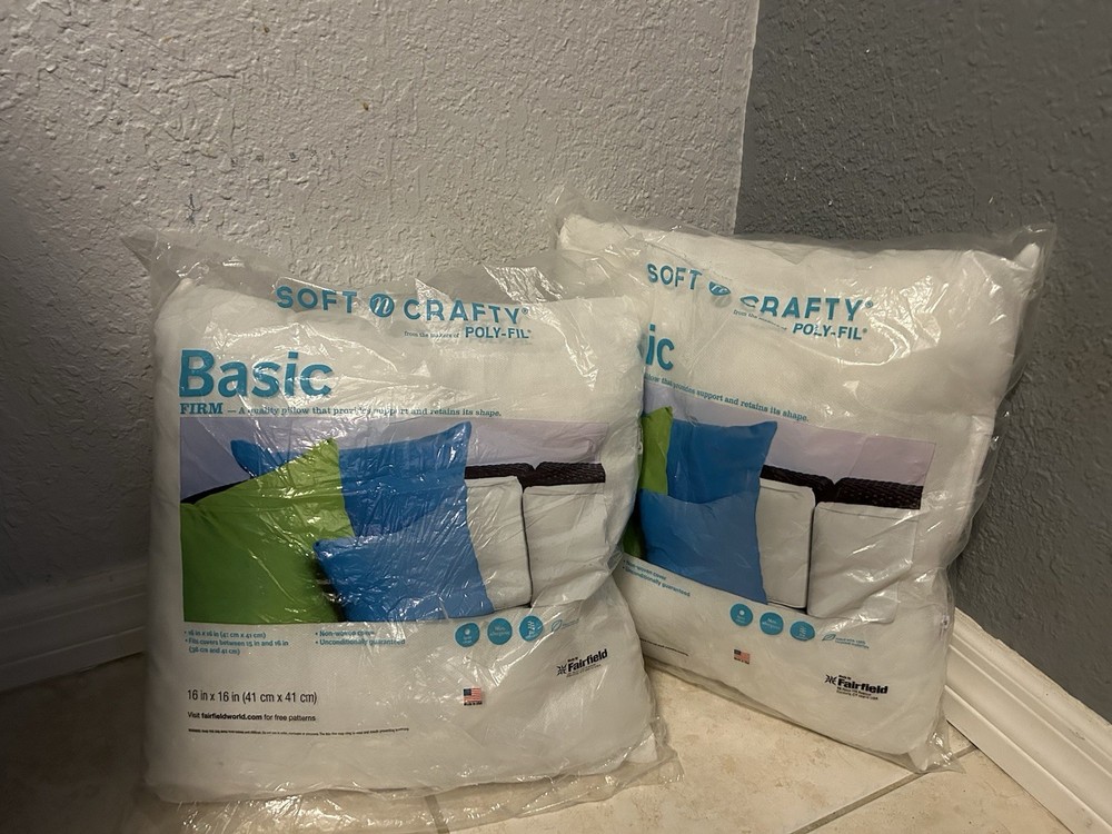 2-Fairfield Poly Fil Basic Pillow  Insert 16"X16" ~Firm
