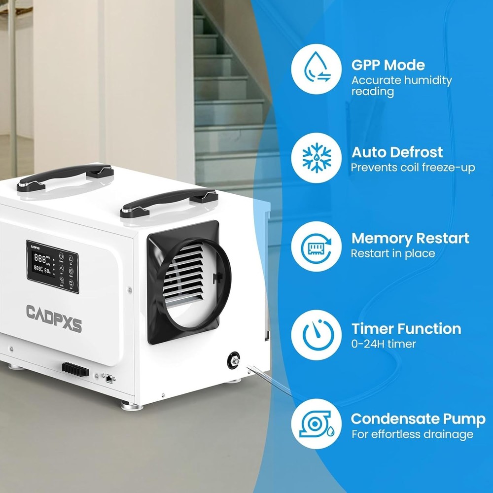 CADPXS Crawl Space Dehumidifier with Pump 125 Pint + Remote Controller Bundle