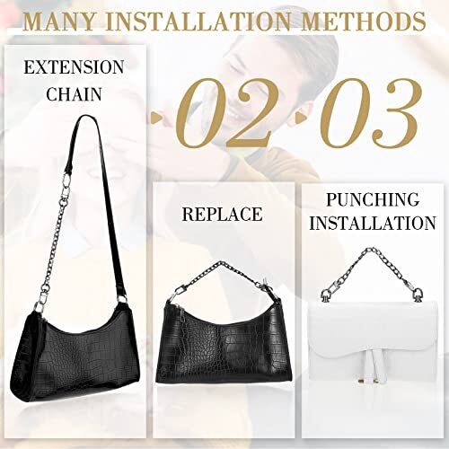 24 Pcs Purse Chain Strap D Ring Rivets Set Flat Purse Strap Extender Black