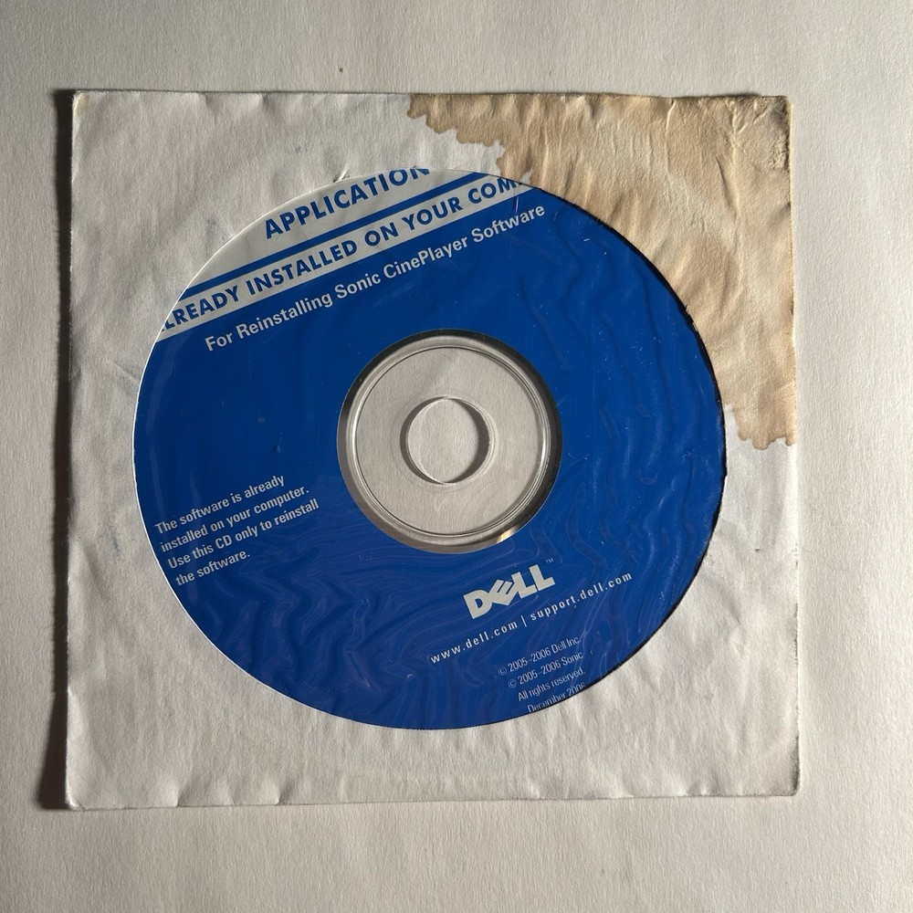 Dell Sonic CinePlayer Windows DVD Media Player Applications Software Install CD