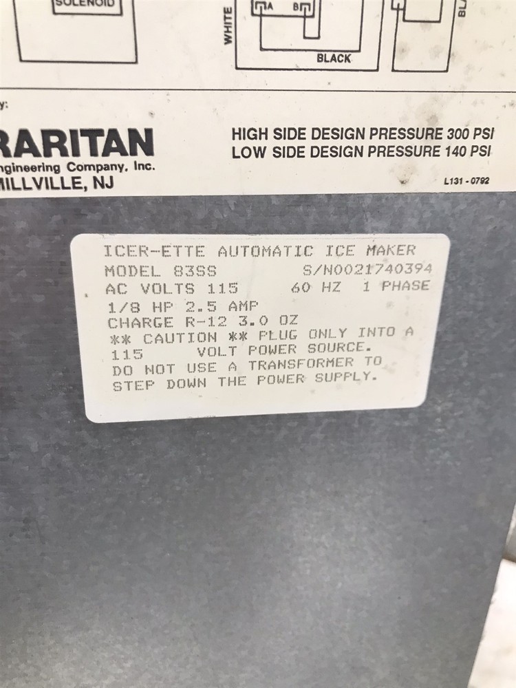 Raritan ICER-ETTE automatic ice maker ice cube machine 83SS