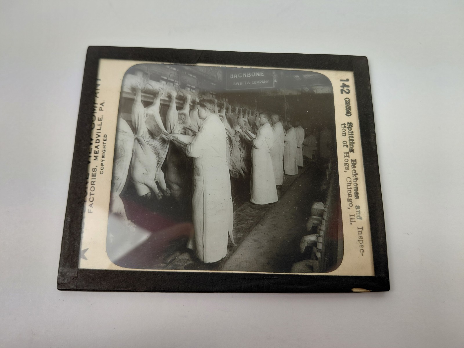 Magic Lantern Glass Slide Photo Keystone P142 Hog Butcher Chicago