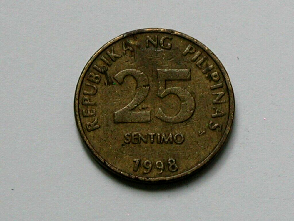 Philippines 1998 25 SENTIMO Brass Coin