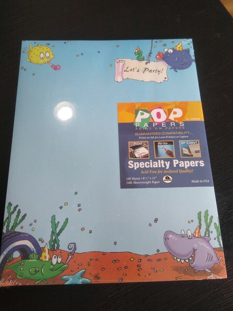 "POP" Specialty Papers “Sea Party” Bordered Printer Paper 100 Count