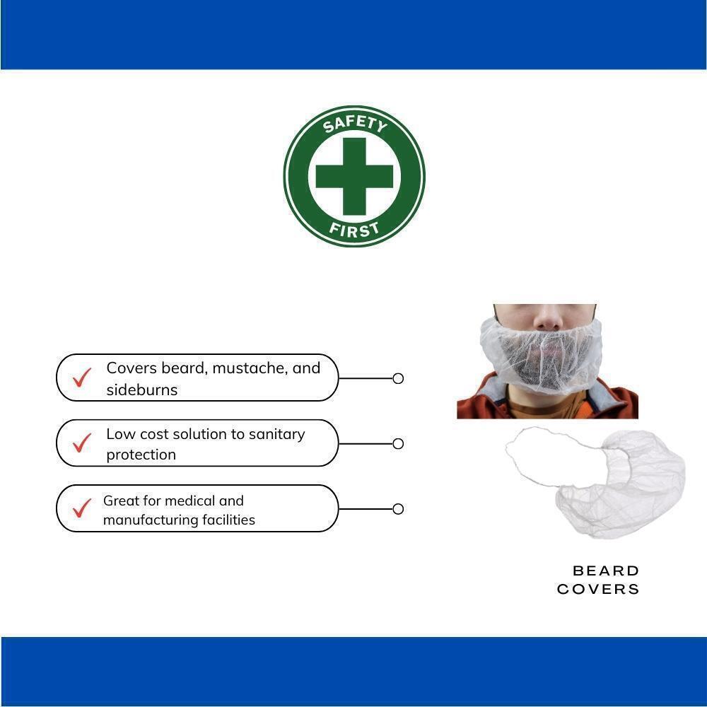 Polypropylene Single Loop Beard Cover - White, 1000 Pieces By Shield Safety