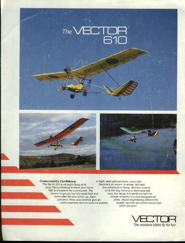 Vector 610 Ultralight Plane sales folder 1980s