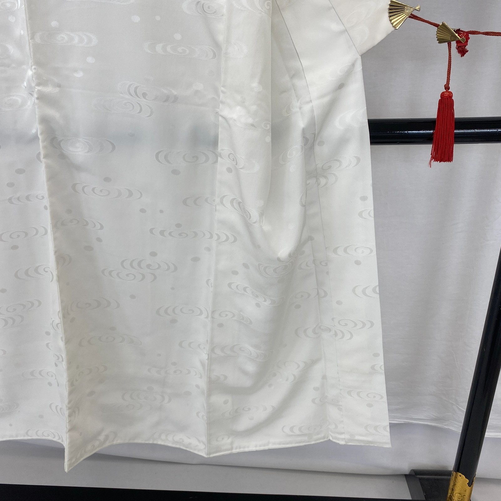 Japanese Vintage Kimono Juban Polyester White Traditional Authentic Length 53 in