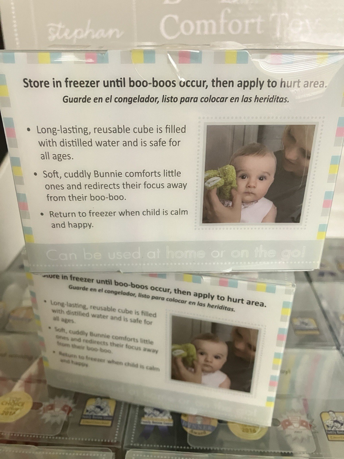 New Stephan Baby Boo-Bunnie Denim Plush Comfort Toy w/ Boo Cube Soothing