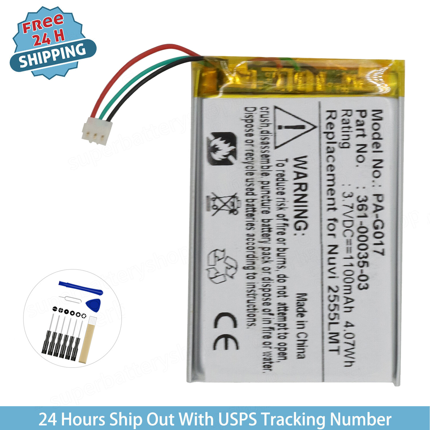 361-00061-02 Battery For Garmin Nuvi 2545LMT 2545LT 2555 2555LMT 2555LT 2557