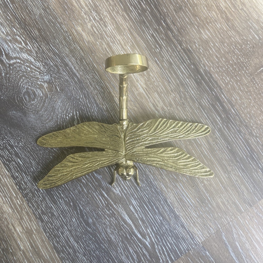 Vintage Style Solid Brass Dragonfly Front Door Knocker Bent Tail Design 8x4"