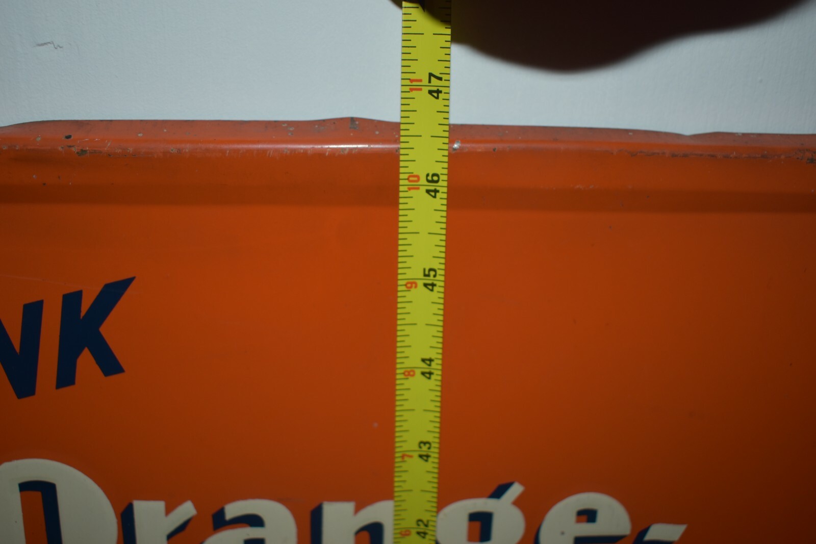 RARE Vintage DRINK ORANGE CRUSH SODA POP BOTTLE Metal ADVERTISING VERTICAL SIGN