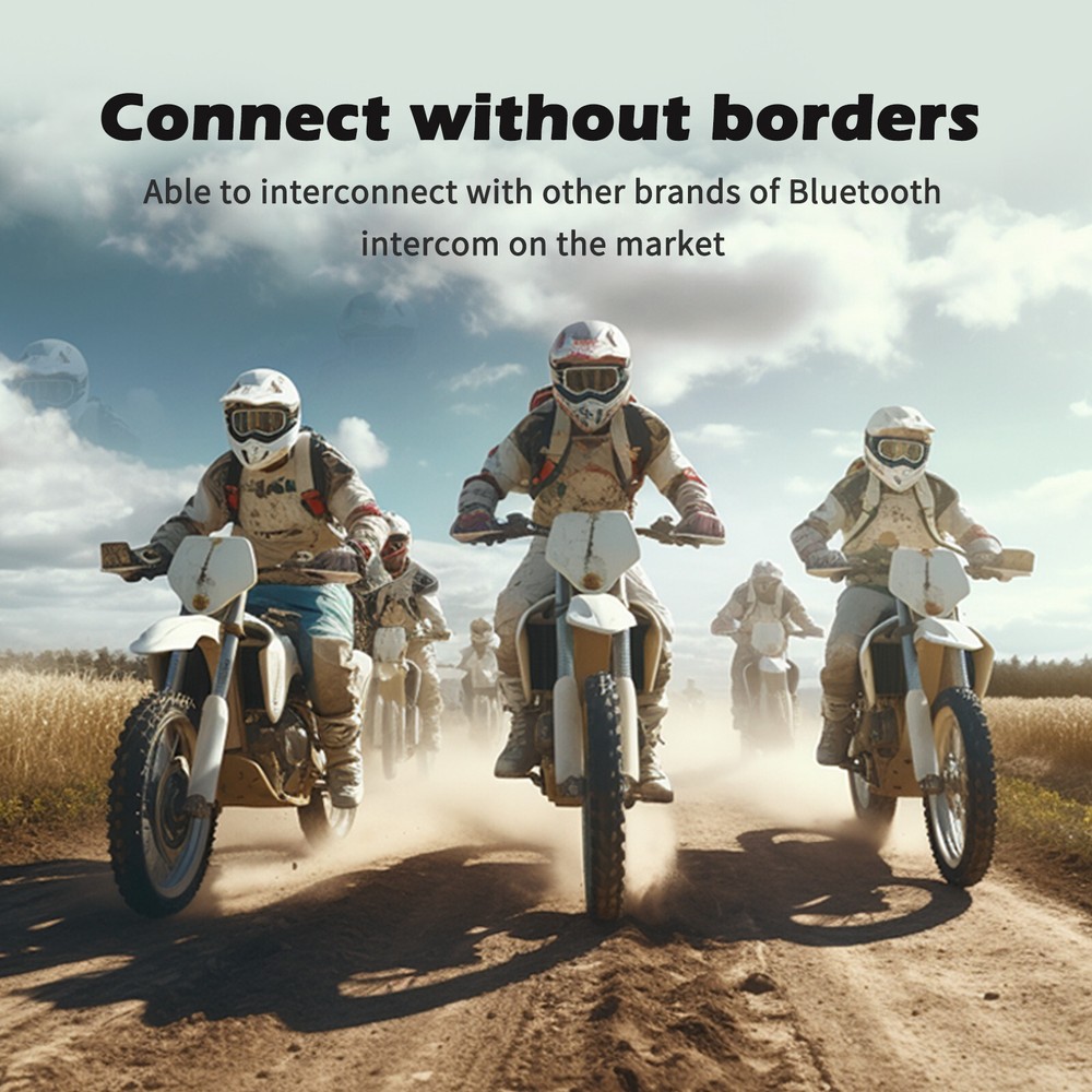 2 Set Motorcycle Bluetooth Mesh Intercom with 2K Camera Recorder for 2 Rider
