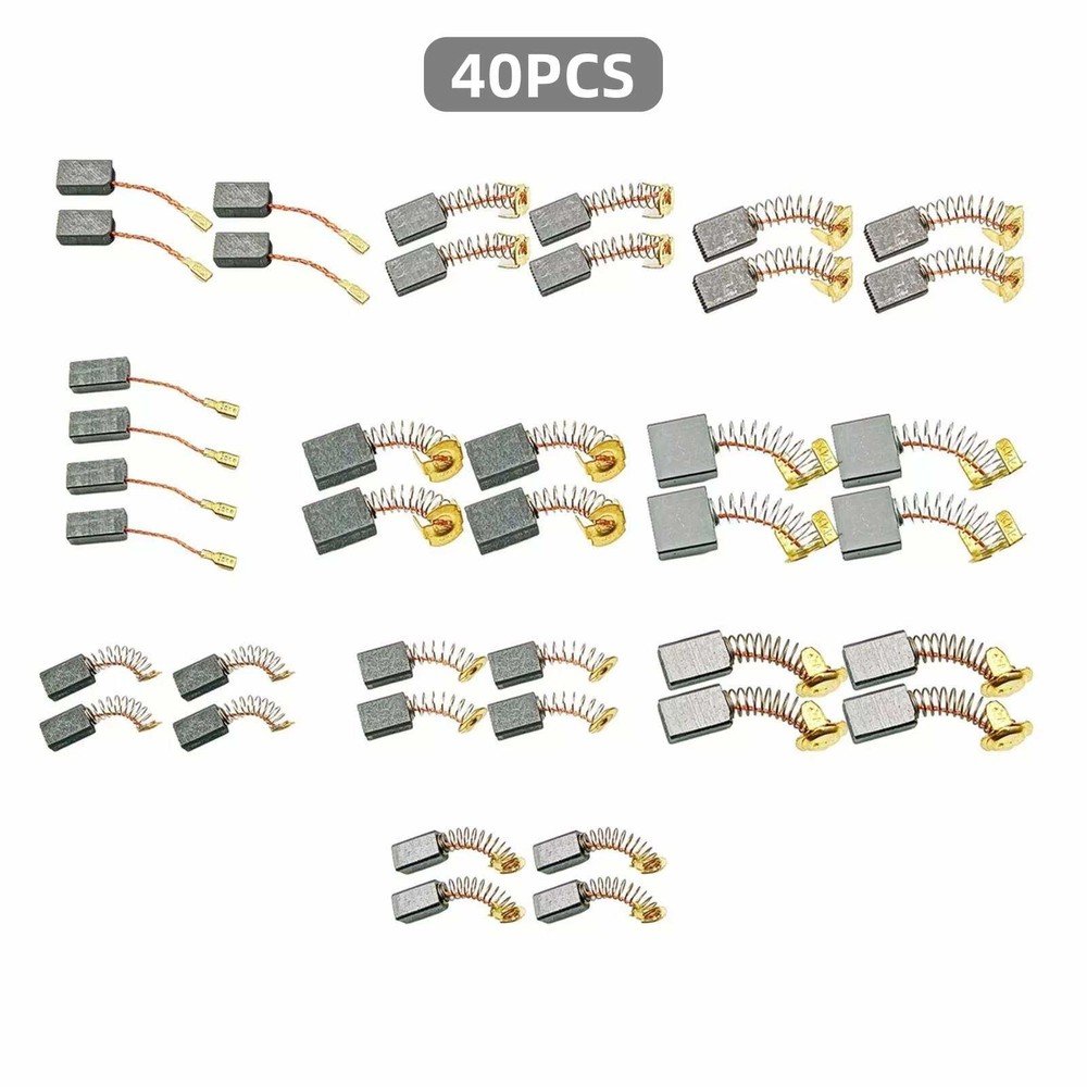 40Pcs 10 Sizes Electric Motor Graphite Carbon Brushes Replacement For Power Tool