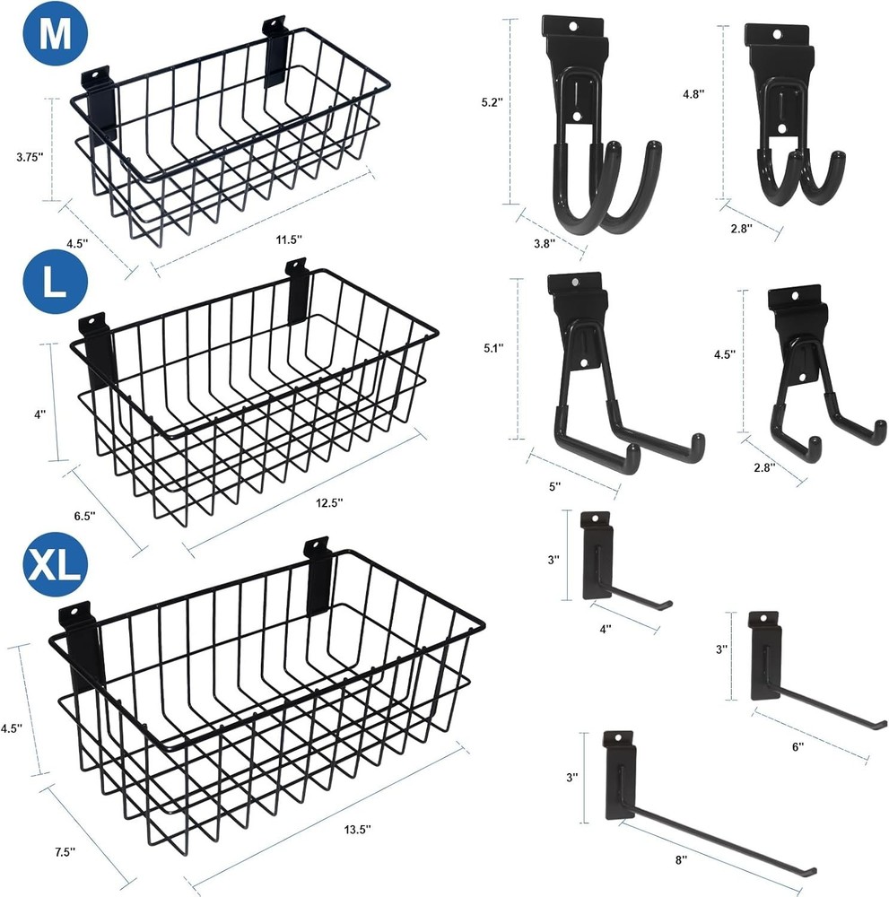 Multi-Functional Slatwall Kit with Baskets and Hooks for Easy Organization