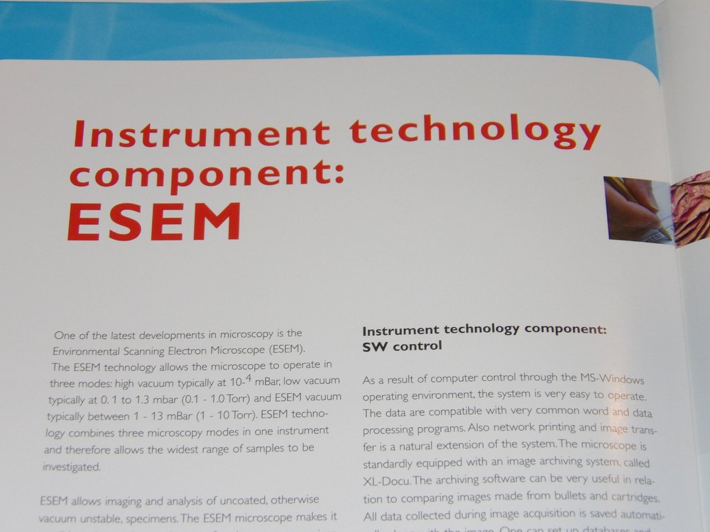 VTG 1999 FORENSIC SCIENCE WITH PHILIPS SCANNING ELECTRON MICROSCOPE BROCHURE/SEM